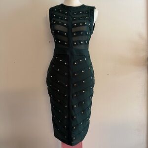 Windsor Dark Green Studded Midi Dress